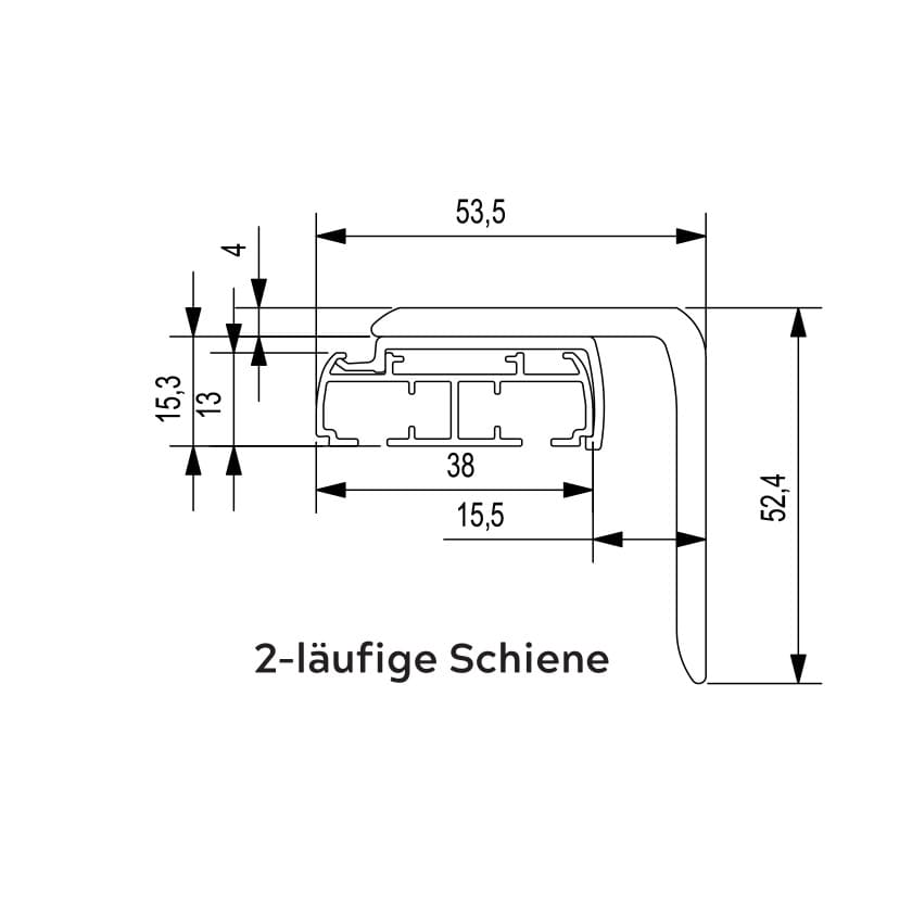 Flächenvorhangschiene 2-läufig