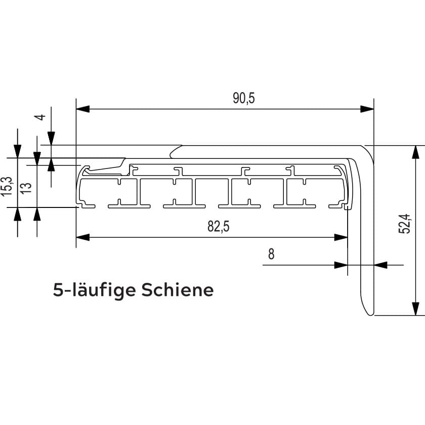 Flächenvorhangschiene 5-läufig