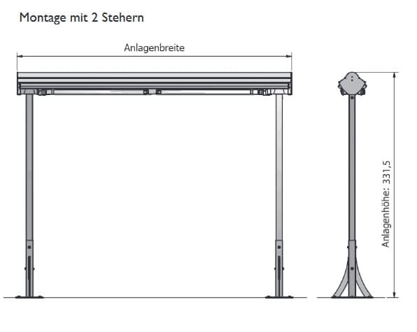 Montage mittels zweier Steher