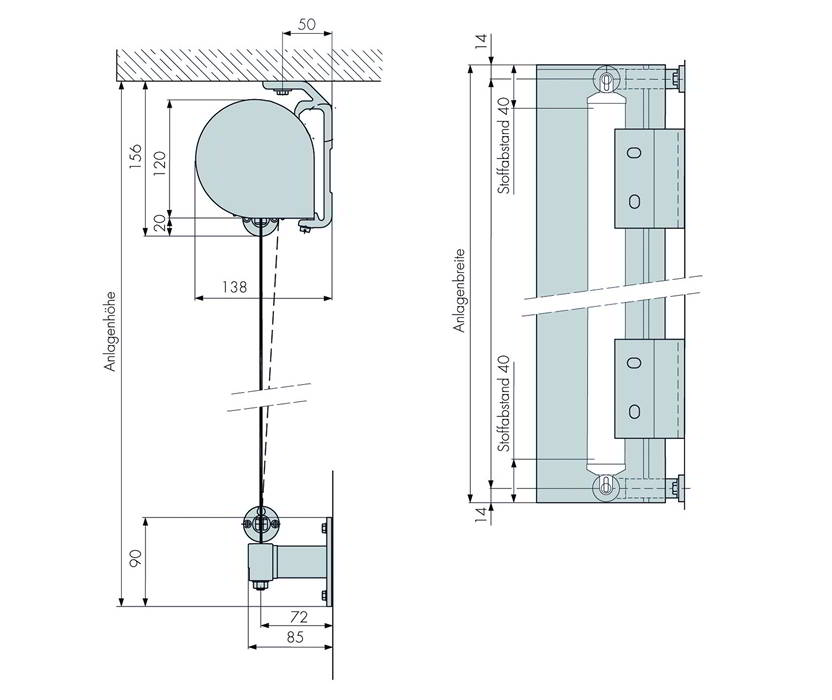 Deckenmontage Nano 200 Seil