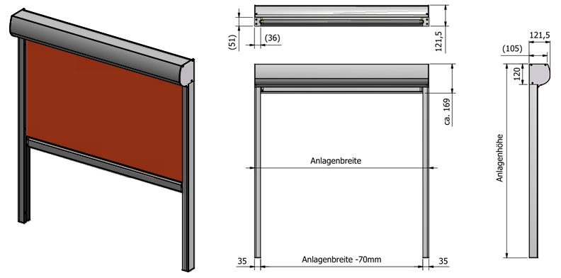 Senkrechmarkise Nano Zip mit 120er Kasten