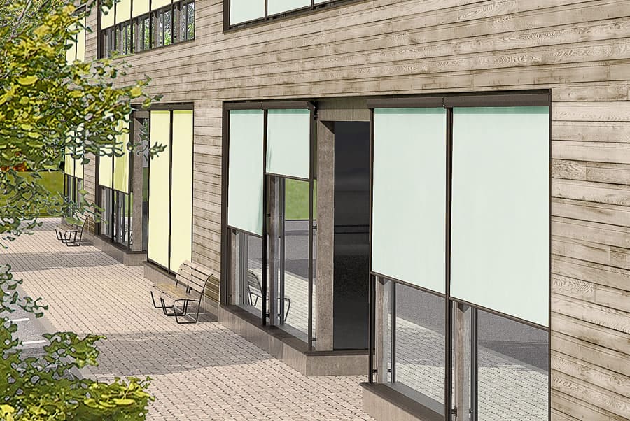 Senkrechtbeschattung Häserfassade