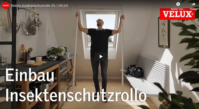 Youtube Film Vorschaubild - Montage Insektenschutzrollo Standard-Einbau