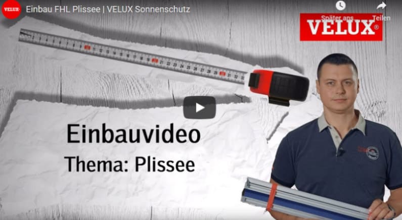 Youtube Film Vorschaubild - Einbauvideo VELUX Plissee