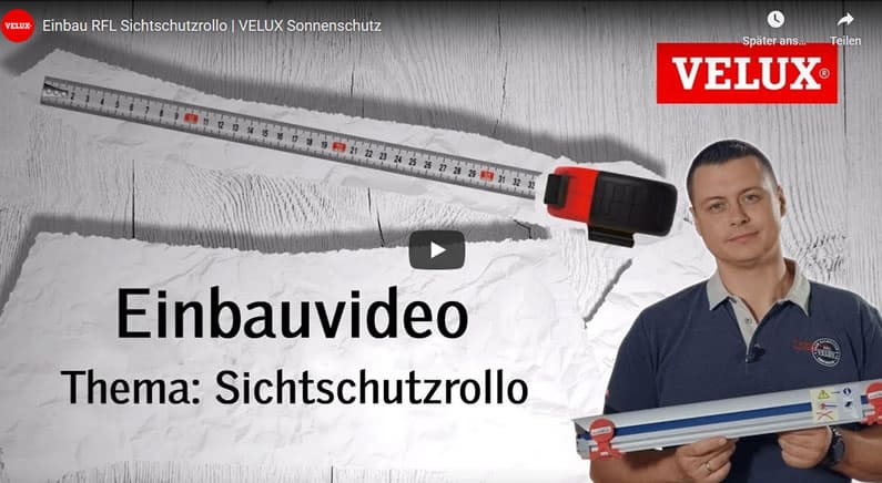 Youtube Film Vorschaubild - Montage Velux Rollo Schiene